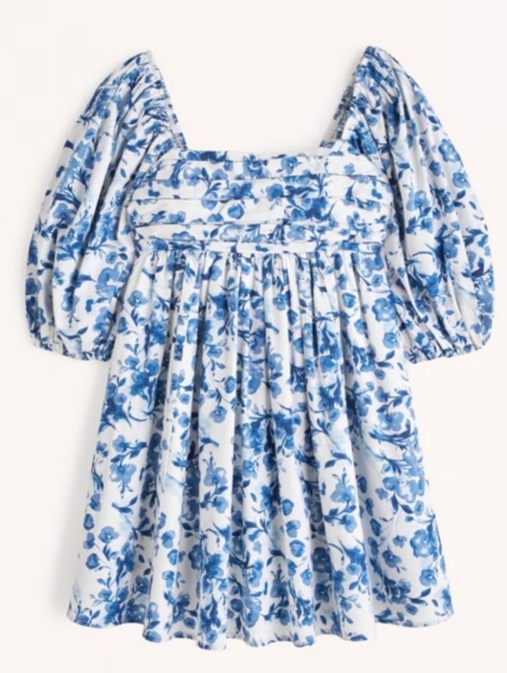 Abercrombie & Fitch Emerson  Floral Mini Dress Size Small Blue White Puff Sleeve